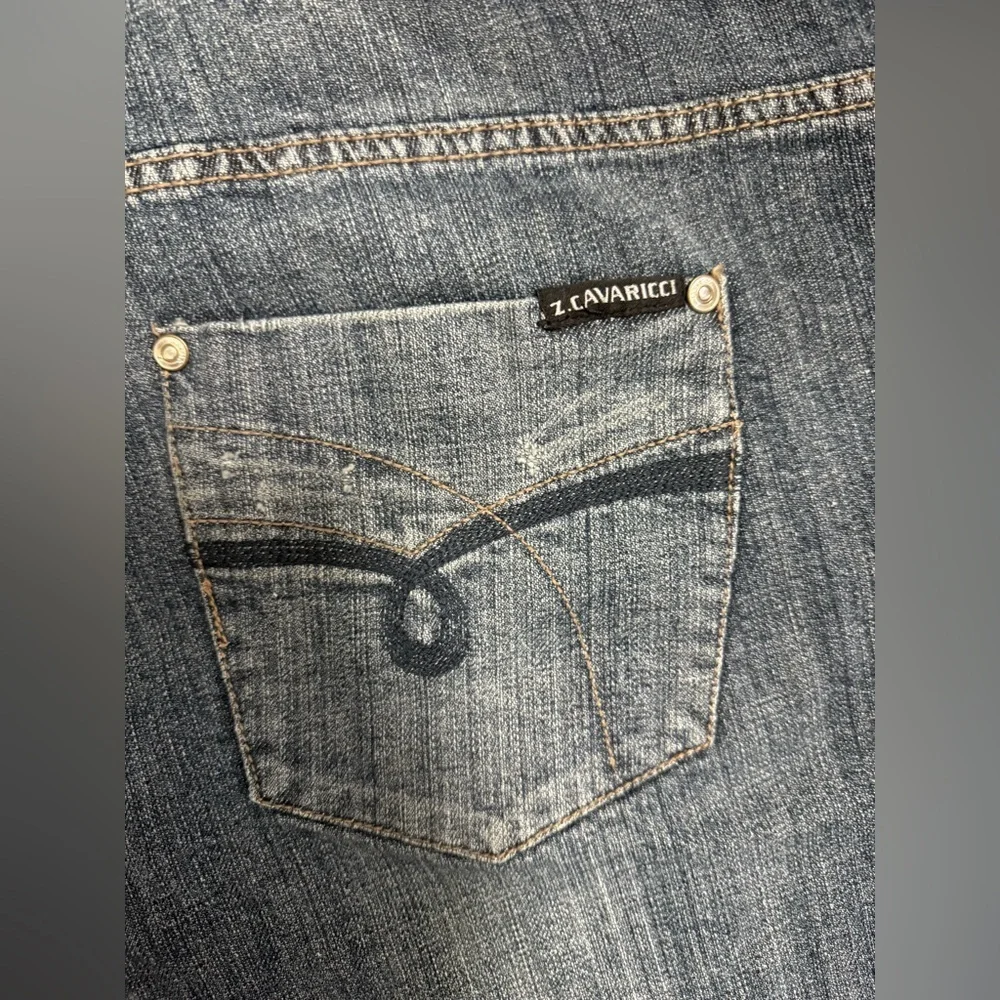 Vintage 90's Z.Cavaricci Women's Plus Low Rise Flare Med Wash Blue Jeans 20